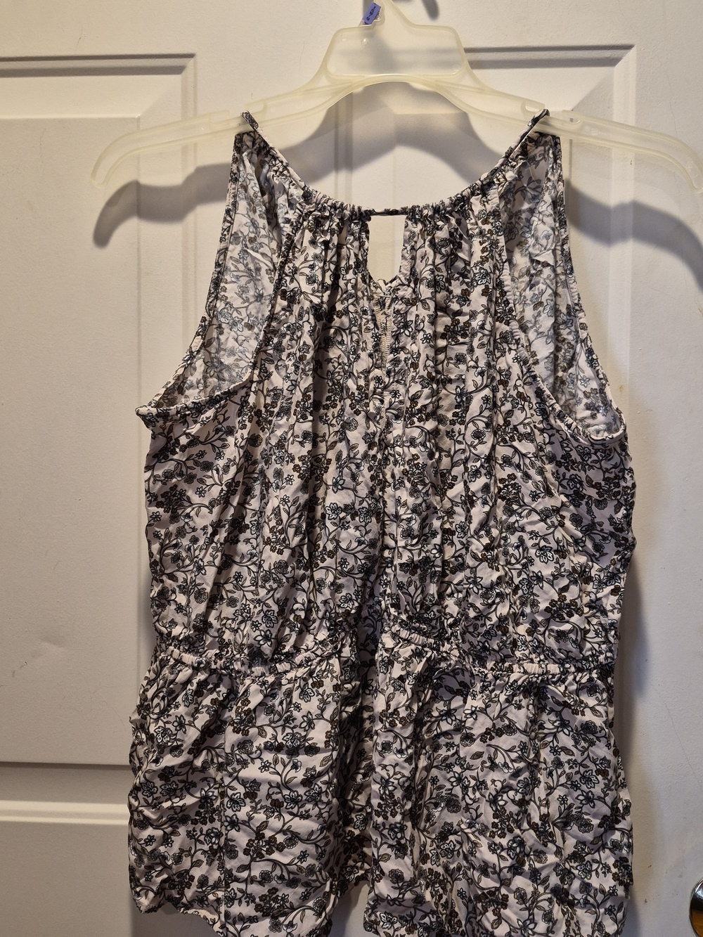 Old Navy Black & White Floral Tank Top